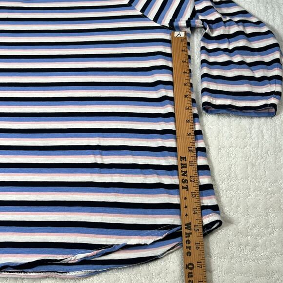 Ulla Popken striped blue black pink white cotton long sleeve pullover top 32/34 - Picture 4 of 9